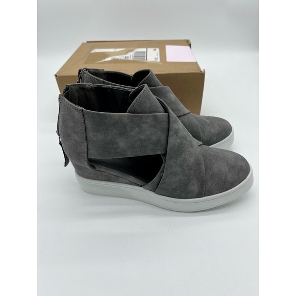 Journee Collection Womens Seena Wedge Booties Gray Straps Ankle Zip 8 New - Picture 7 of 11